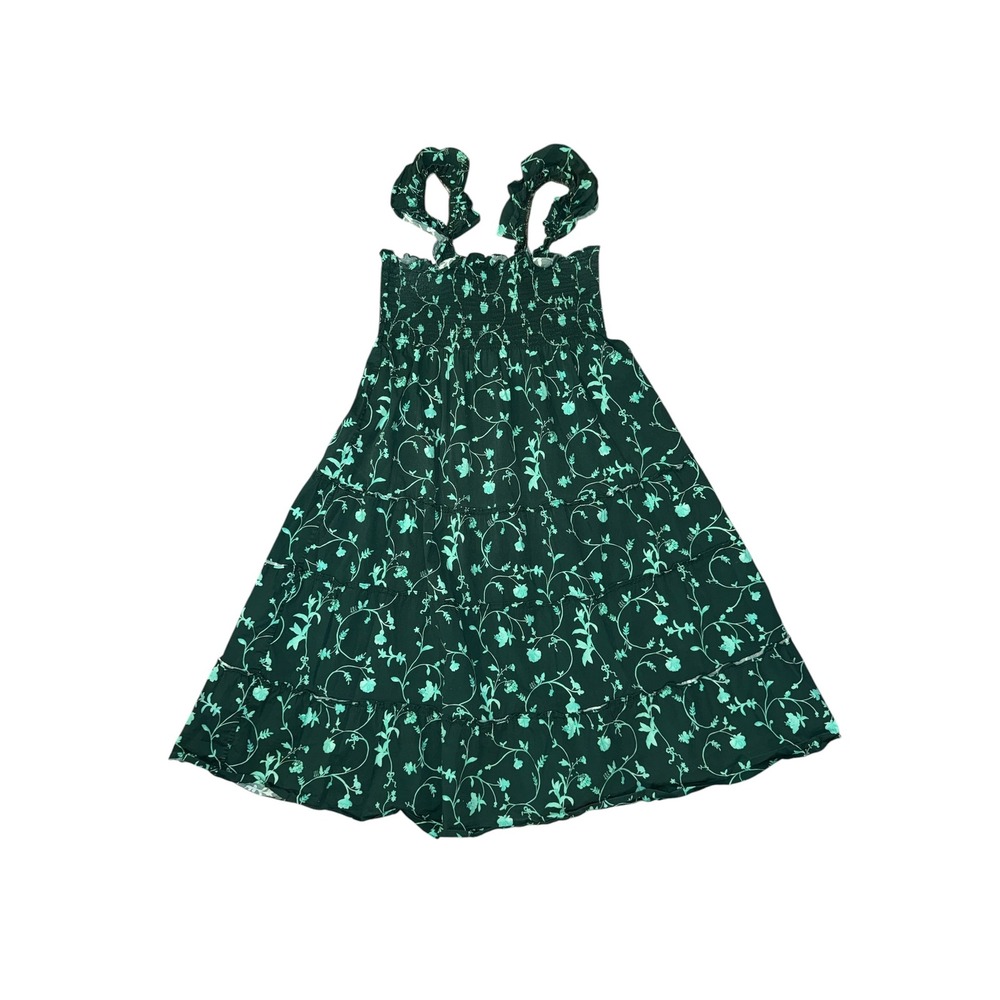 Hill House Home The Nap Dress Women XL Green Floral Smocked Ruffle Midi